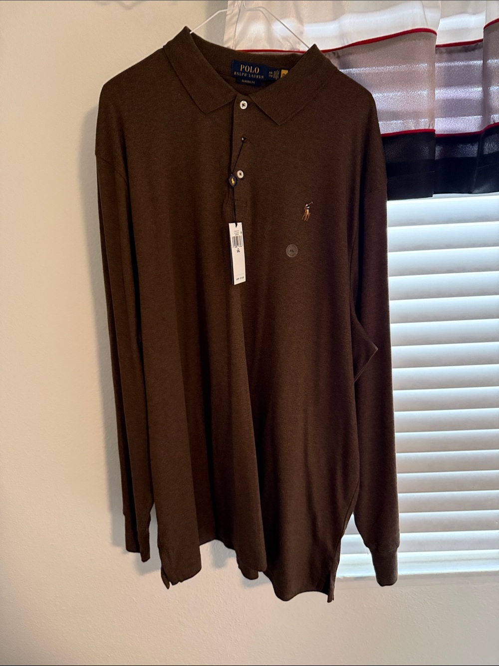 Polo by Ralph Lauren Long-Sleeve Polo Shirt - Dark Brown with Embroidered Pony